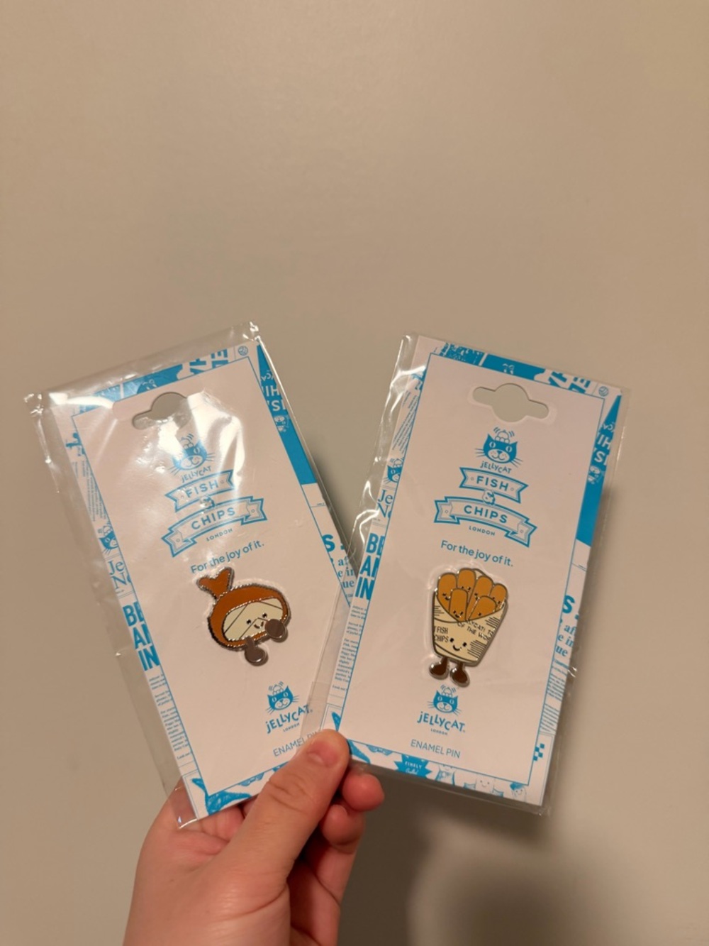 Jellycat Fish & Chips Enamel Pin Duo — Yellow & Brown